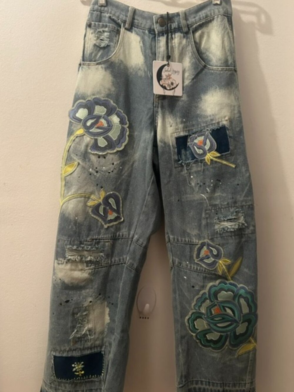 Jaded Gypsy Special Edition Artisan Barrel Patchwork Embroidery Denim Jeans NWT